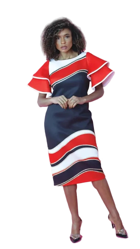 Ruffle Sleeve Midi Dress -82088
