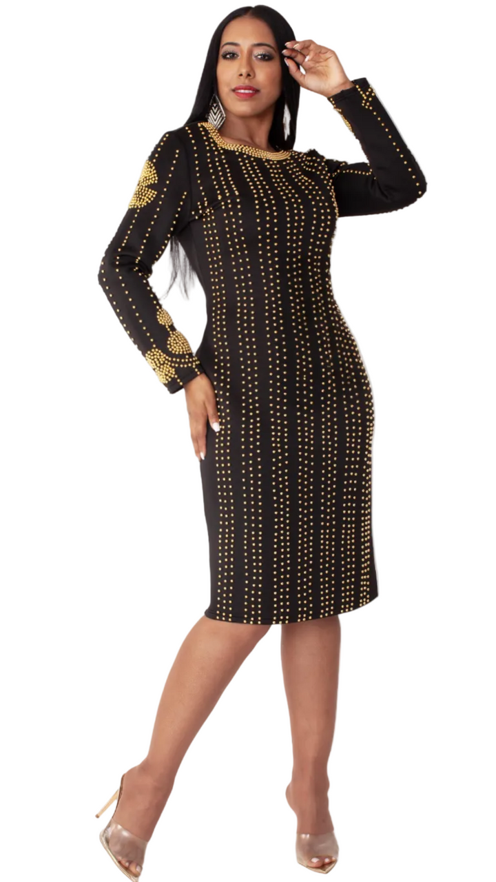 Stud Embellished Dress -4896