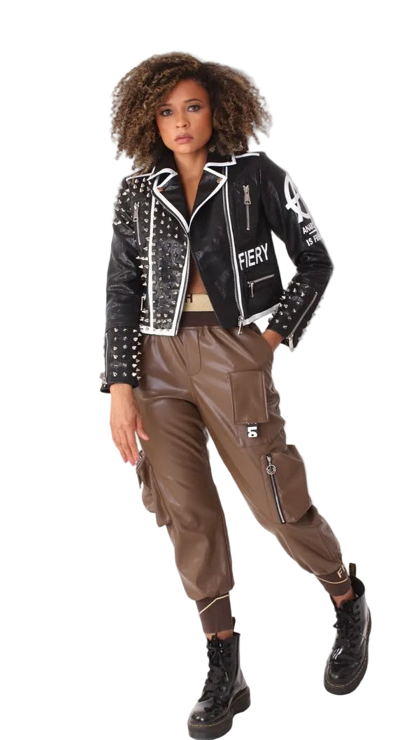 Studded Leather Jacket -81852