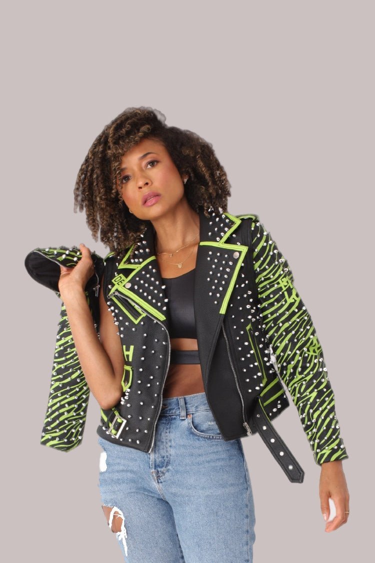 Studded Leather Jacket with Detachable Sleeves - 81989 - Especially Yours