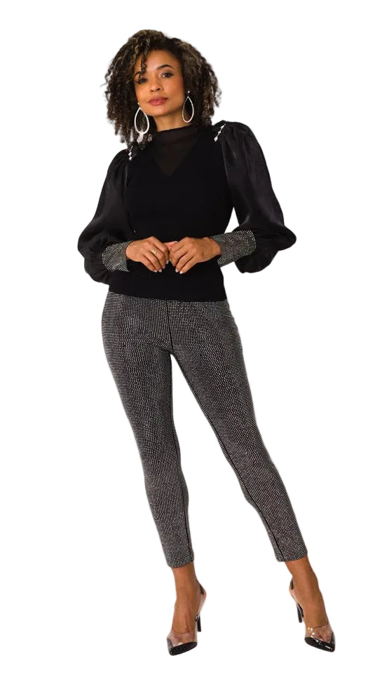 Suede Diamond Embellished Pants -82023