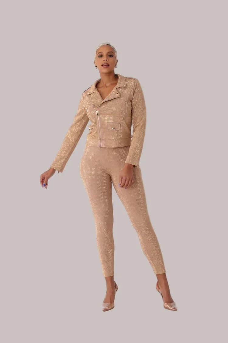Suede Diamond Embellished Pants - 82023 - Especially Yours