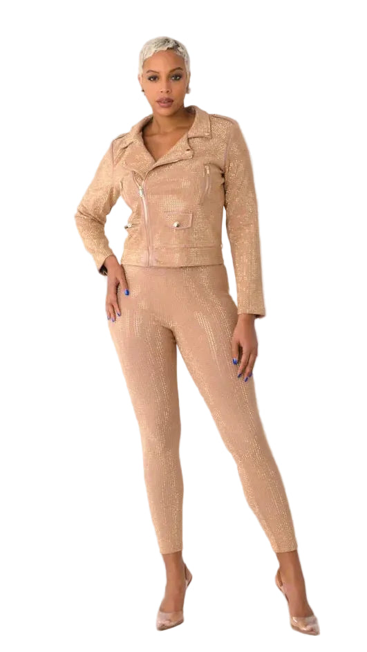 Suede Diamond Embellished Pants -82023
