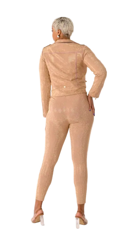 Suede Diamond Embellished Pants -82023