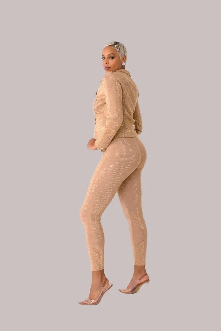 Suede Diamond Embellished Pants - 82023 - Especially Yours