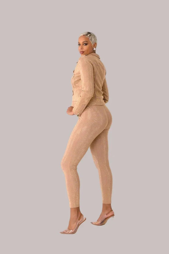 Suede Diamond Embellished Pants - 82023 - Especially Yours