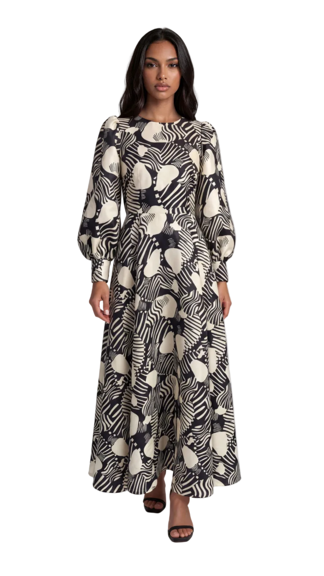 Brocade Dress with Bishop Sleeves - 4848
