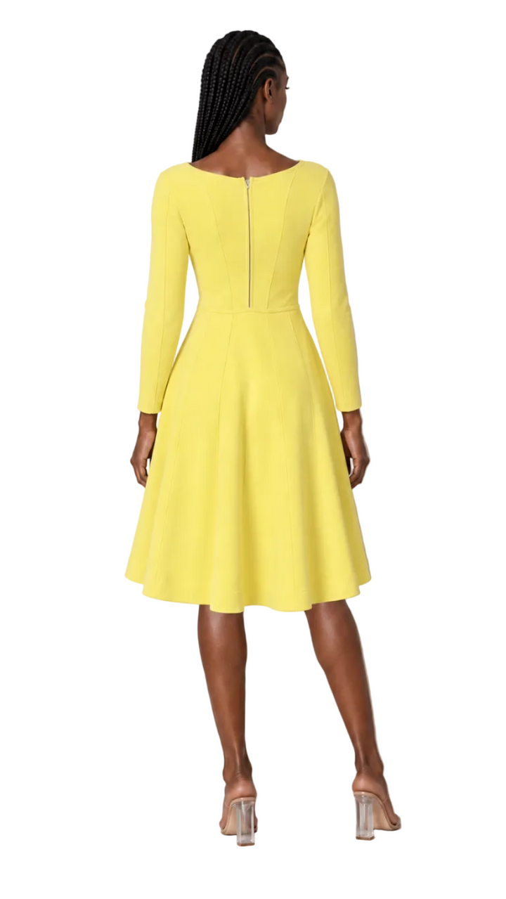 V-Neck Knit Dress with Gold Button Details- 51001