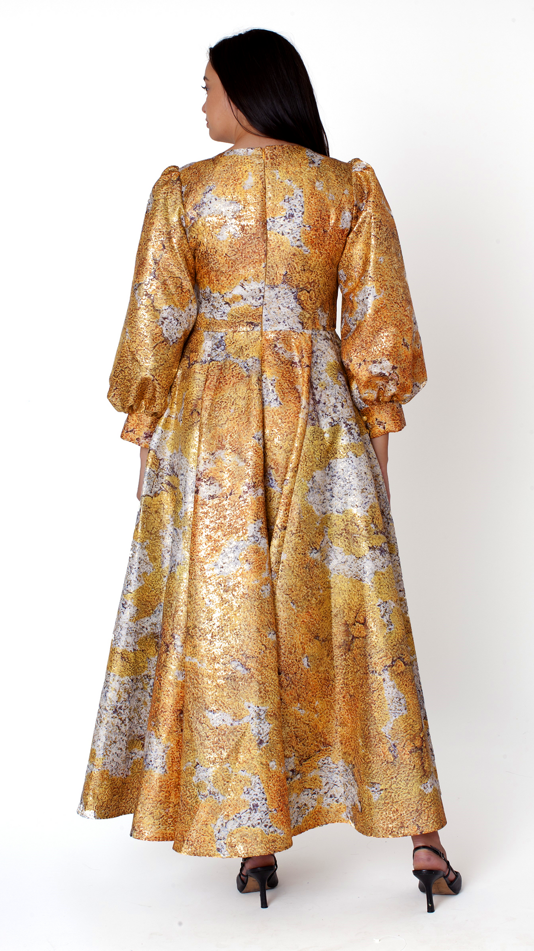 Brocade Dress with Bishop Sleeves - 4848