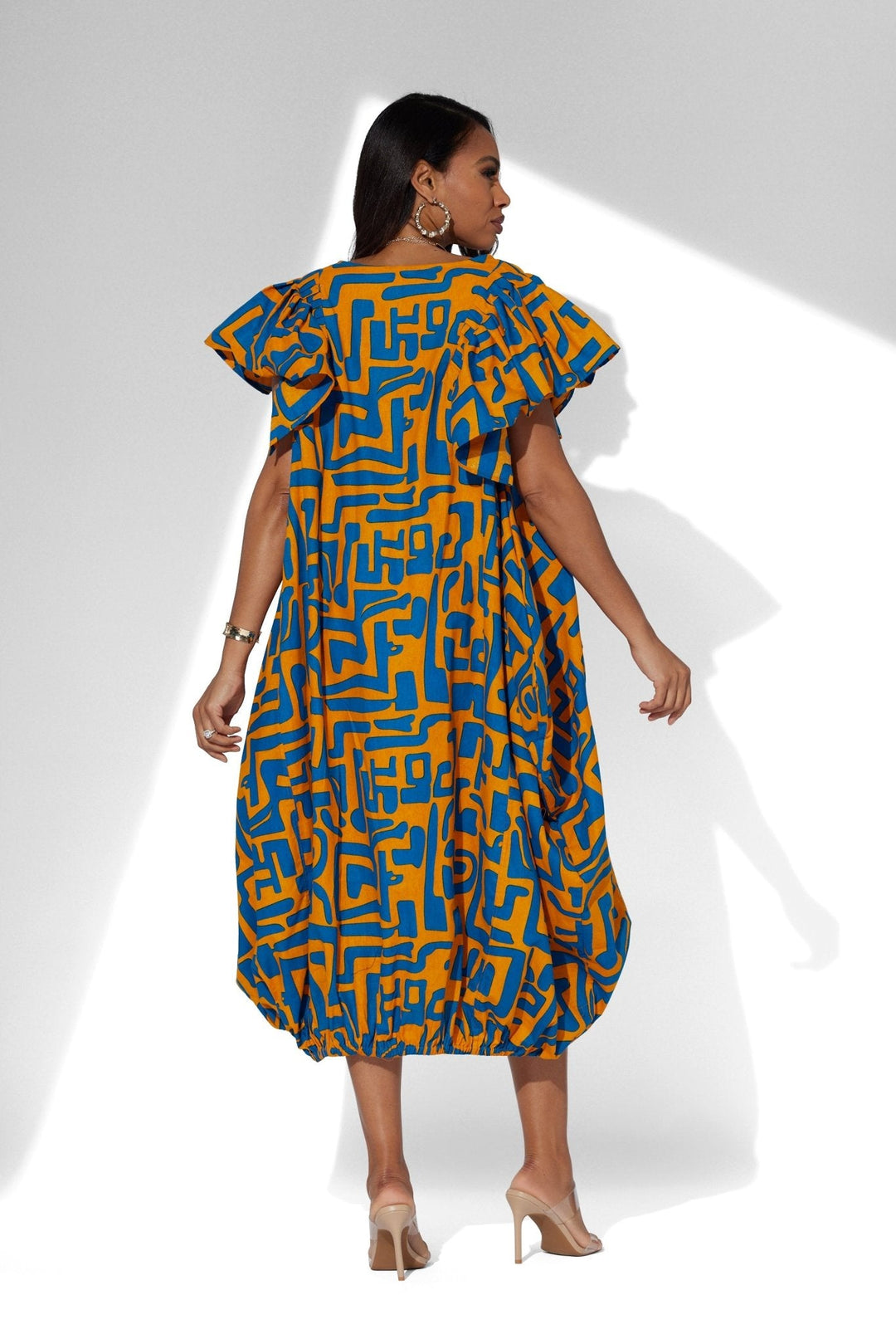 vibrant print dress women flattering fit