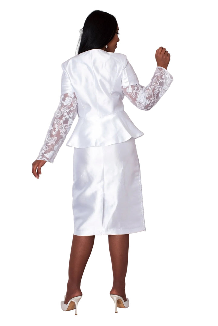 White Peplum Church Dress with Lace - 4995 - Especially Yours