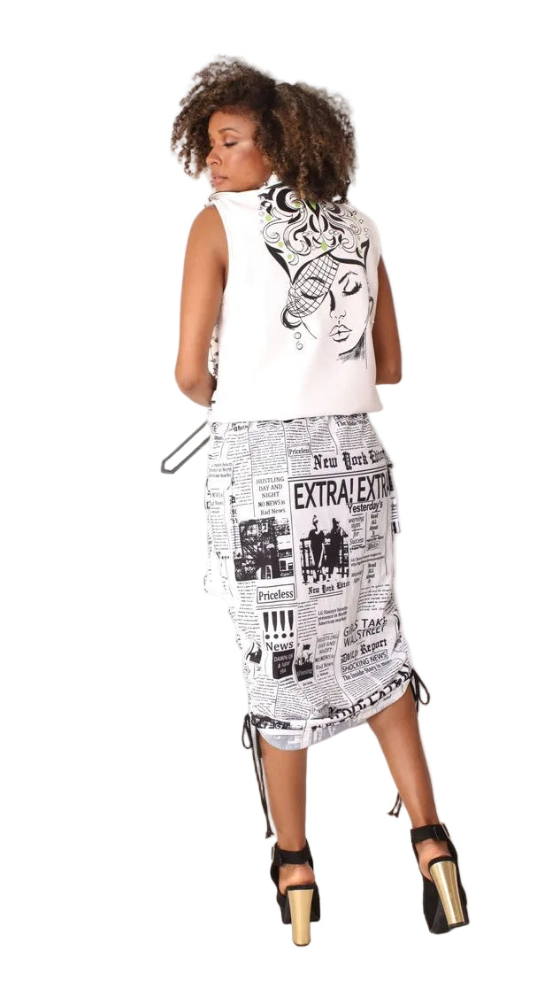 Woven Print Midi Skirt - 81927